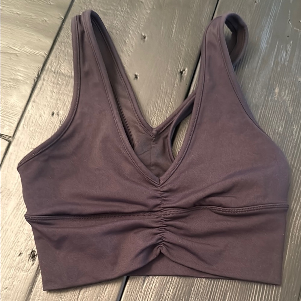 ALO Yoga Deep Plum V-Neck Sports Bra